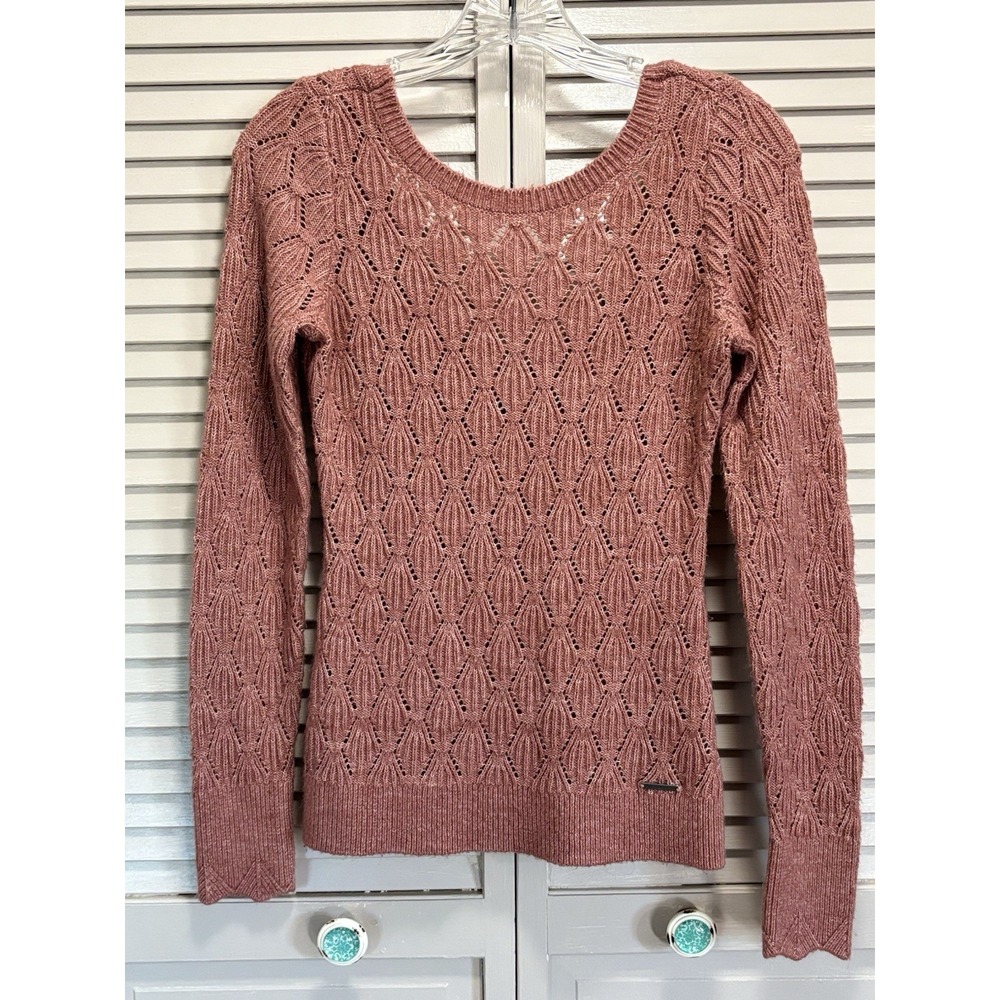 Abercrombie & Fitch Rose Knit Sweater Scoop Neck Long Sleeve Size M Logo Soft